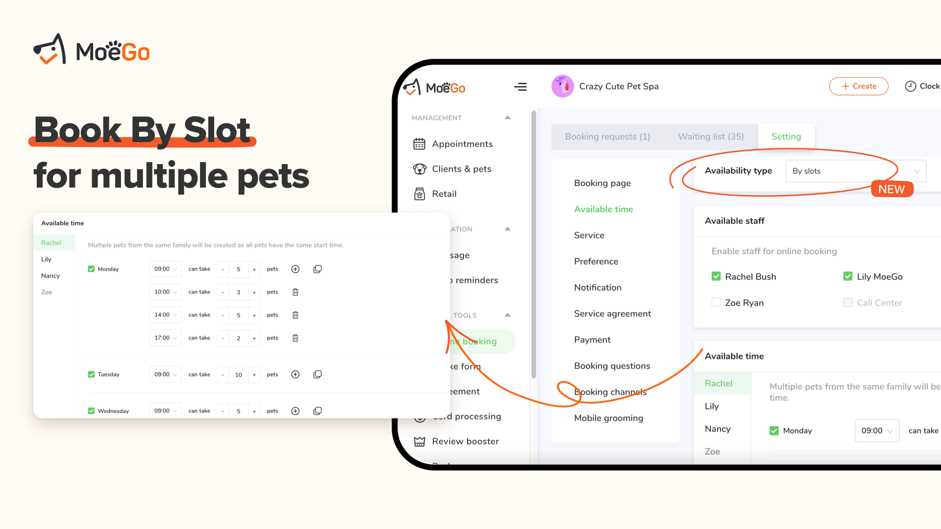 New types of availability settings for online booking