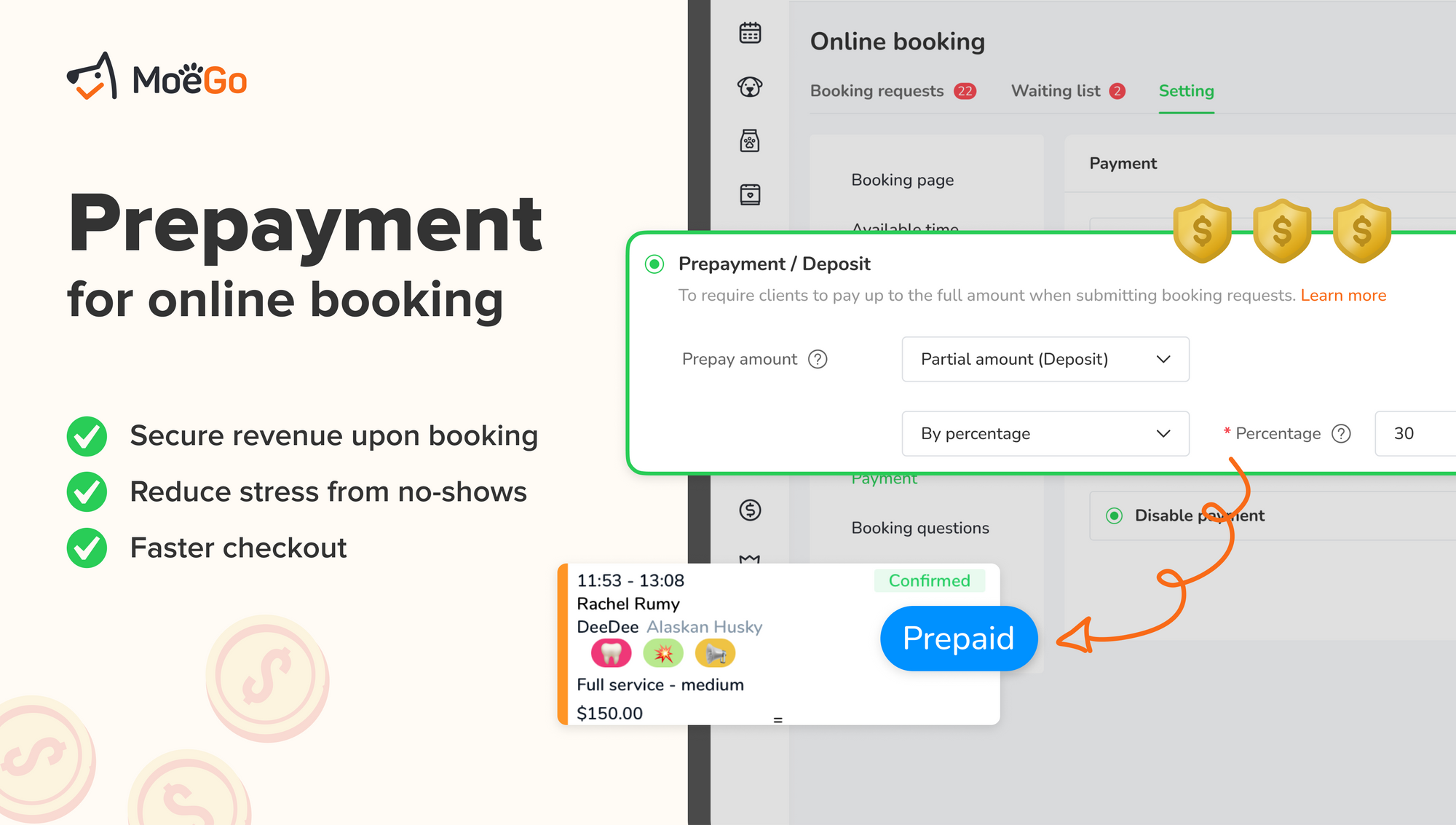 Online booking - Prepayment
