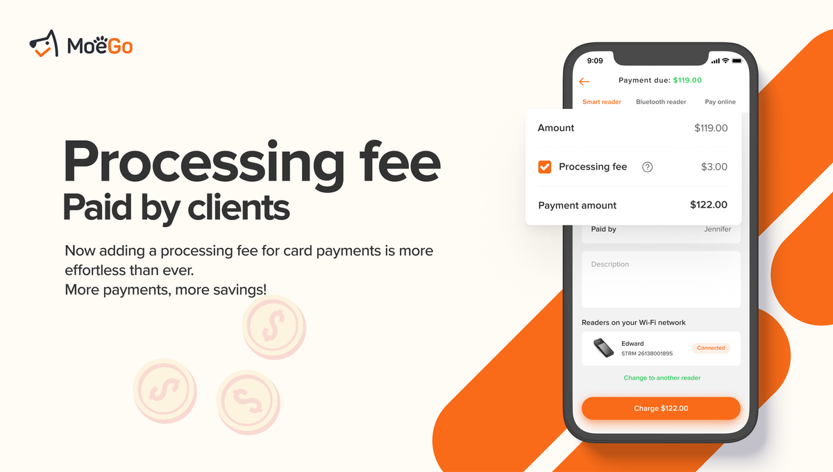 MoeGo Processing Fee by Client Add Surcharges Easily for Credit Card